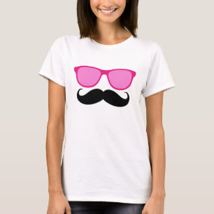おもしろいなサングラスの髭の女性Tシャツ Tシャツ