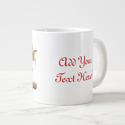 おもしろいなサンタおよびトナカイの漫画のマグ ジャンボコーヒーマグカップ (正面右)