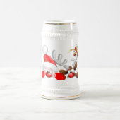 おもしろいなサンタおよびトナカイの漫画ビールステイン ビールジョッキ (中央)