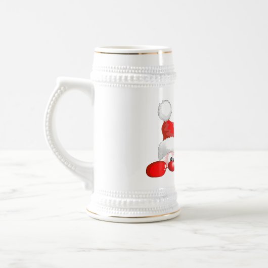 おもしろいなサンタおよびトナカイの漫画ビールステイン ビールジョッキ (左)