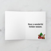 おもしろいなサンタおよび小犬のクリスマスの芸術 シーズンカード (内部)