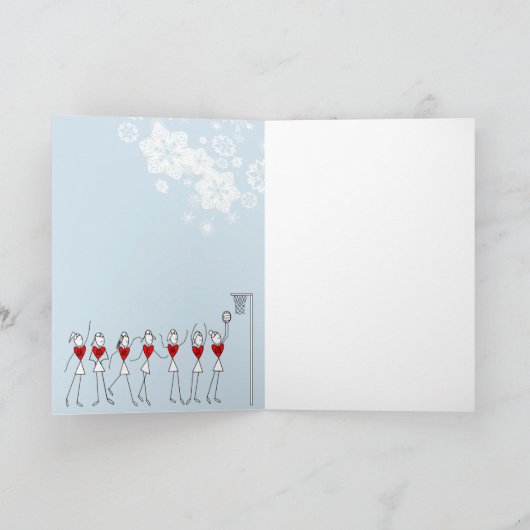 おもしろいなサンタのネットボールのコーチのクリスマスの挨拶 シーズンカード (内部)