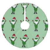 おもしろいなサンタのピクルスのクリスマスツリーのスカート ブラッシュドポリエステルツリースカート (正面)