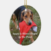 おもしろいなサンタは池の細いDippinです! ビーグル犬 セラミックオーナメント (右)