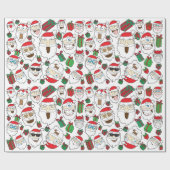 おもしろいなサンタクロースのクリスマスのギフト用包装紙 ラッピングペーパー (フラット)