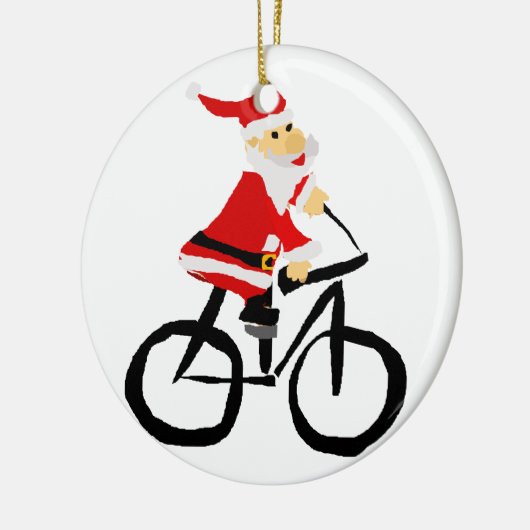 おもしろいなサンタクロースの乗馬の自転車のクリスマスの芸術 セラミックオーナメント (左)
