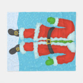 おもしろいなサンタクロースの体のノベルティのクリスマスの休日 フリースブランケット (正面(横))