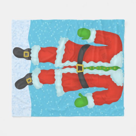おもしろいなサンタクロースの体のノベルティのクリスマスの休日 フリースブランケット (正面(横))