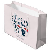 おもしろいなサンタ犬及び猫の落書き|のメリークリスマス ラージペーパーバッグ (裏面アングル)