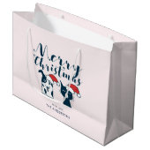 おもしろいなサンタ犬及び猫の落書き|のメリークリスマス ラージペーパーバッグ (正面アングル)