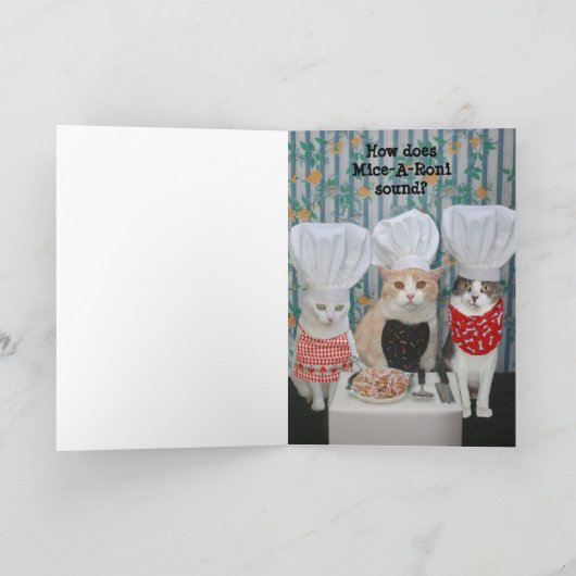 おもしろいなシェフ猫の誕生日 カード (内部)