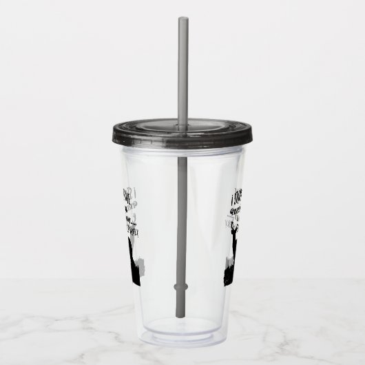 おもしろいなシカの狩りのオジロ鹿の木びき台のスポーツの引用文 アクリルタンブラー (右)