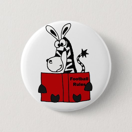 おもしろいなシマウマの読書フットボールは本を支配します 缶バッジ (正面)