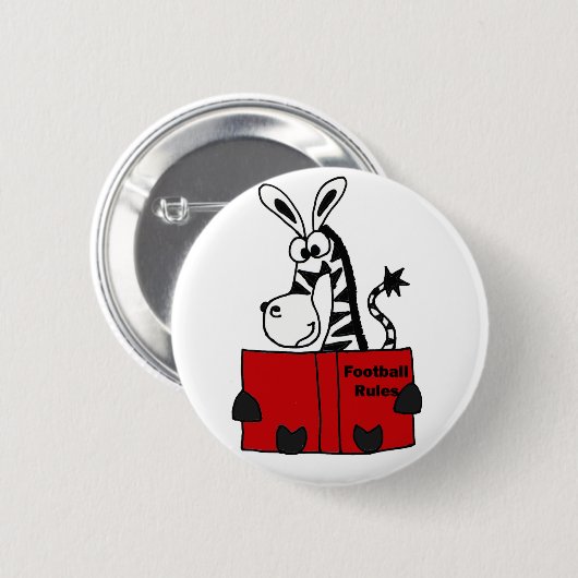 おもしろいなシマウマの読書フットボールは本を支配します 缶バッジ (正面&裏面)