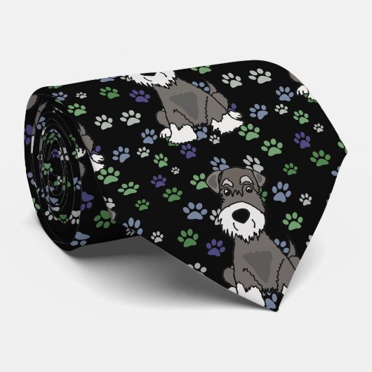 おもしろいなシュナウツァーの犬および足のプリントの芸術 ネクタイ (ロール)