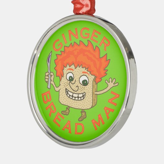 おもしろいなショウガのパンの人のクリスマスのしゃれ メタルオーナメント (左)
