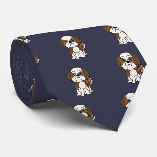 おもしろいなシーズー（犬）のTzuの小犬の漫画 ネクタイ (ロール)