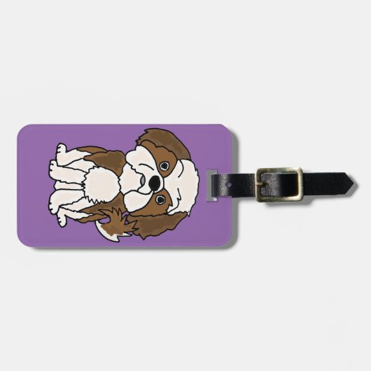 おもしろいなシーズー（犬）のTzuの小犬の漫画 ラゲッジタグ (正面横)