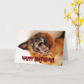 おもしろいなジャーマン・シェパードのバースデー・カード カード (黄色い花)