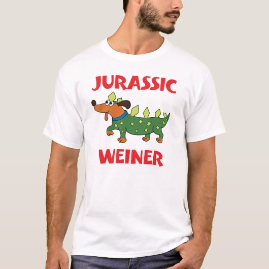 おもしろいなジュラ紀のウィーナー犬の恐竜犬 Tシャツ (正面)