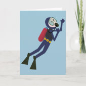 おもしろいなスキューバダイビングのダイバー、タンクおよびマスクのスキューバギア カード (正面)