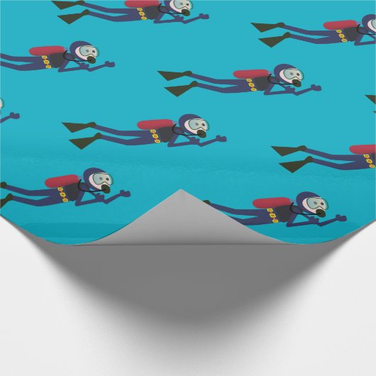 おもしろいなスキューバダイビングのダイバー、タンクおよびマスクのスキューバギア ラッピングペーパー (角)