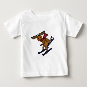 おもしろいなスキーアメリカヘラジカ ベビーTシャツ