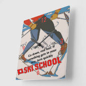 おもしろいなスキー学校 スクエア壁時計 (傾斜)