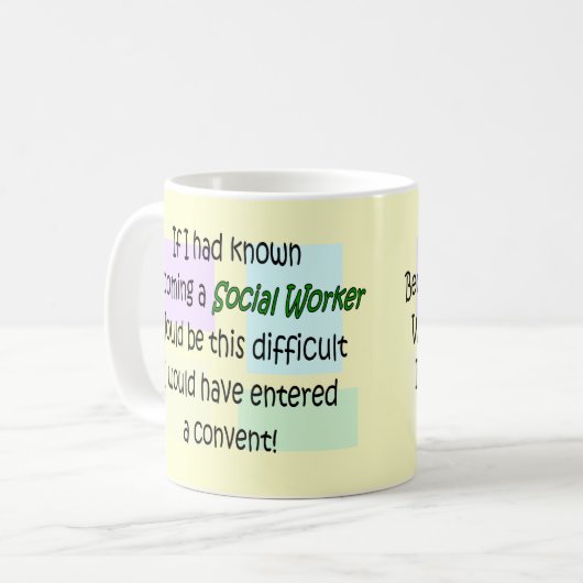 おもしろいなソーシャルワーカーのギフト コーヒーマグカップ (正面左)