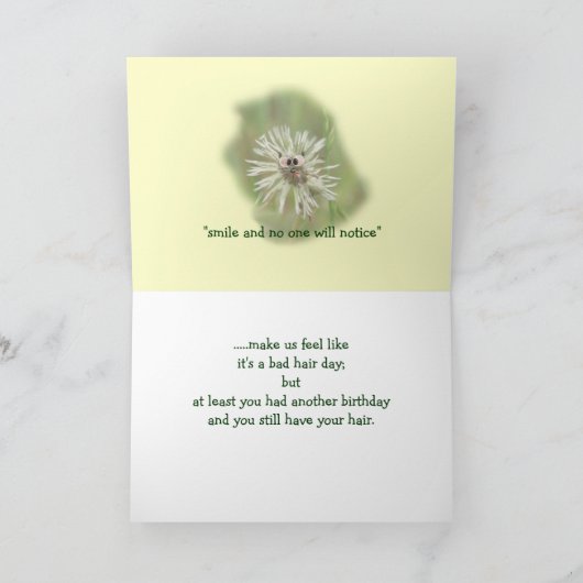 おもしろいなタンポポの誕生日-あらゆる大事な行事のために変えて下さい カード (内部)
