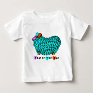 おもしろいなターコイズのラムの旧正月の(占星術の)十二宮図のベビーT ベビーTシャツ