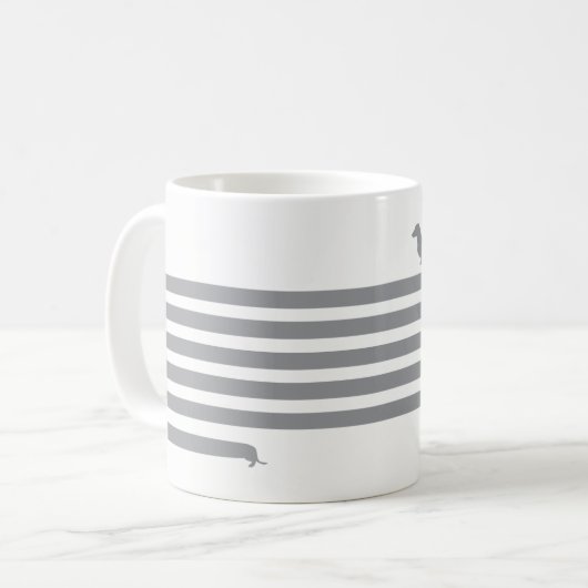 おもしろいなダックスフントのマグの灰色 コーヒーマグカップ (正面左)
