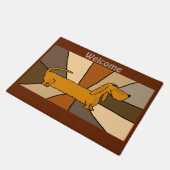 おもしろいなダックスフントの小犬の芸術の玄関マット ドアマット (アングル)