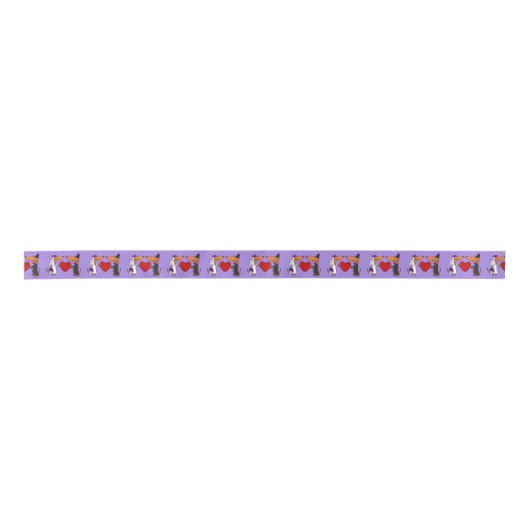 おもしろいなダックスフントの新郎新婦の結婚式のリボン サテンリボン (正面)