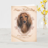 おもしろいなダックスフントの母の日カード カード (黄色い花)