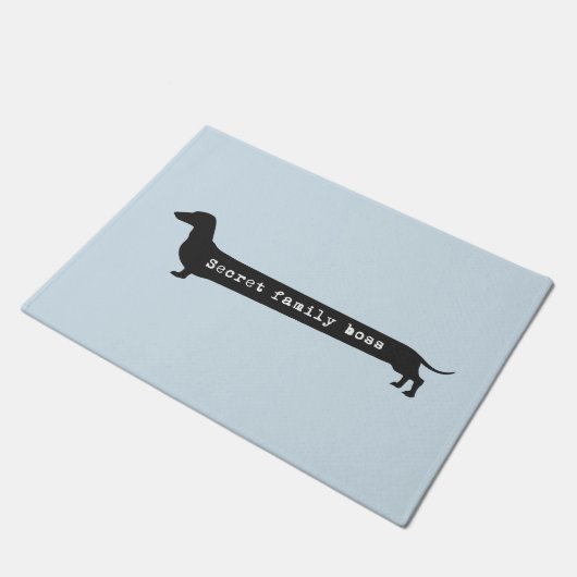 おもしろいなダックスフントの秘密のボスのシルエットの玄関マット ドアマット (アングル)