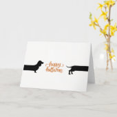 おもしろいなダックスフントハロウィン カード (黄色い花)