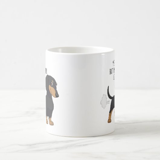 おもしろいなダックスフント犬の屁 コーヒーマグカップ (中央)