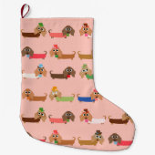 おもしろいなダックスフント ラージクリスマスストッキング (正面)