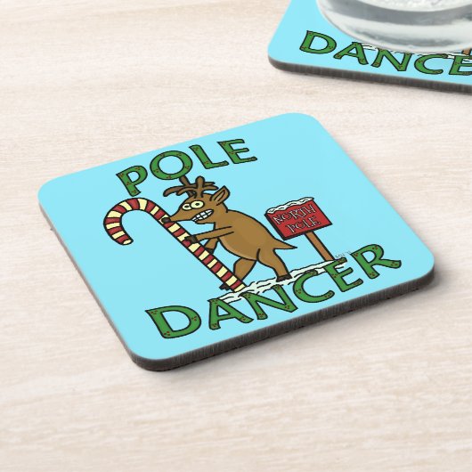 おもしろいなダンサーのクリスマスのトナカイのしゃれ コースター (左側)