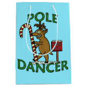 おもしろいなダンサーのクリスマスのトナカイのしゃれ ミディアムペーパーバッグ (正面)