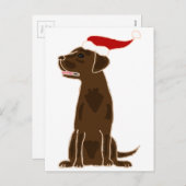 おもしろいなチョコレートラブラドル・レトリーバー犬のクリスマスの芸術 シーズンポストカード (正面/裏面)