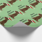 おもしろいなチョコレートラブラドル・レトリーバー犬のクリスマスの芸術 ラッピングペーパー (角)