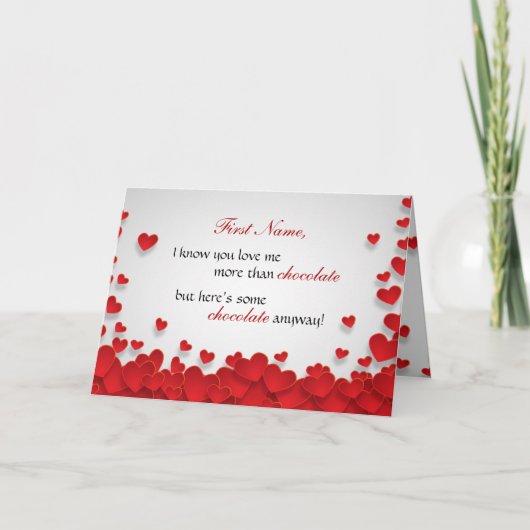 おもしろいなチョコレート恋人のバレンタインデー シーズンカード (正面)