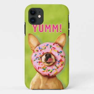 おもしろいなチワワ犬はとの鼻のドーナツを振りかけます iPhone 11 ケース