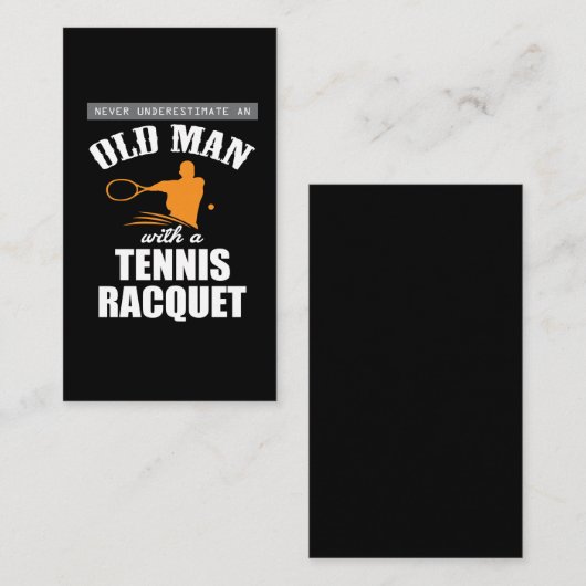 おもしろいなテニスのギフトの老人のテニスラケット 名刺 (正面/裏面)