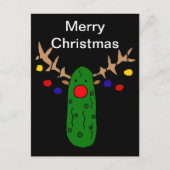 おもしろいなトナカイのピクルスのクリスマスの漫画 シーズンポストカード (正面)