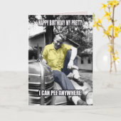 おもしろいなトランス・ジェンダーのヴィンテージの写真のバースデー・カードの小便 カード (黄色い花)