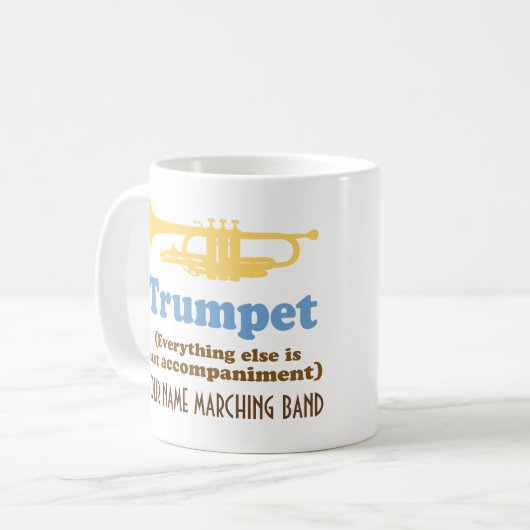 おもしろいなトランペットの冗談のパーソナライズな楽隊音楽のマグ コーヒーマグカップ (正面左)