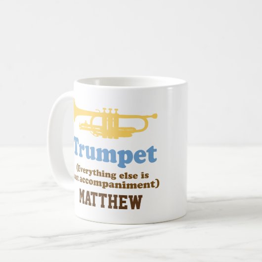 おもしろいなトランペットの冗談パーソナライズな音楽マグ コーヒーマグカップ (正面左)